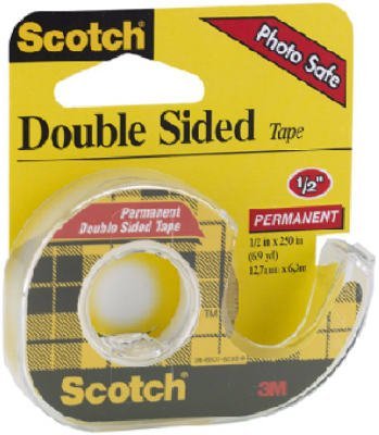 Scotch 136 Double-Sided Tape,w/Dispenser,Permanent,1/2-Inch x250-Inch,CL