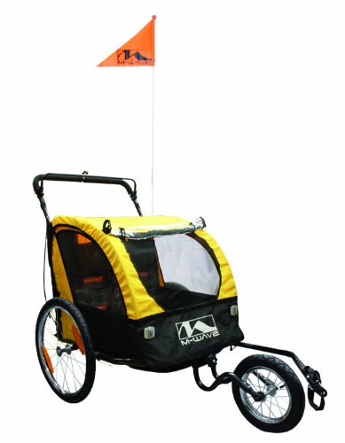 M-Wave Stalwart Kid 3 in 1 Child/Luggage Jogging/Bicycle Trailer, Yellow/Black, 61 x 75 x 58-cm