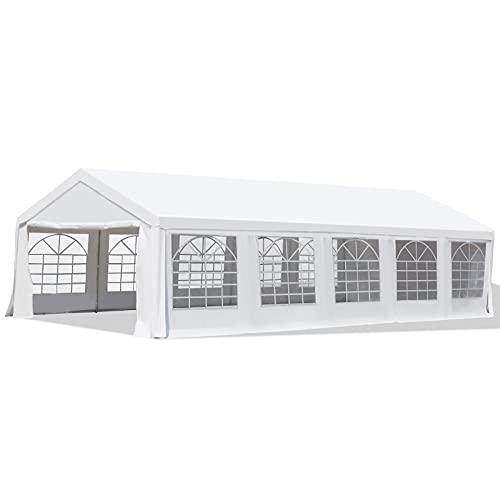 Outsunny 16′ x 32′ Heavy Duty Party Tent & Carport with Removable Sidewalls and Double Doors, Large Canopy Tent, Sun Shade Shelter, for Parties, Wedding, Outdoor Events, BBQ, White | The Storepaperoomates Retail Market - Fast Affordable Shopping