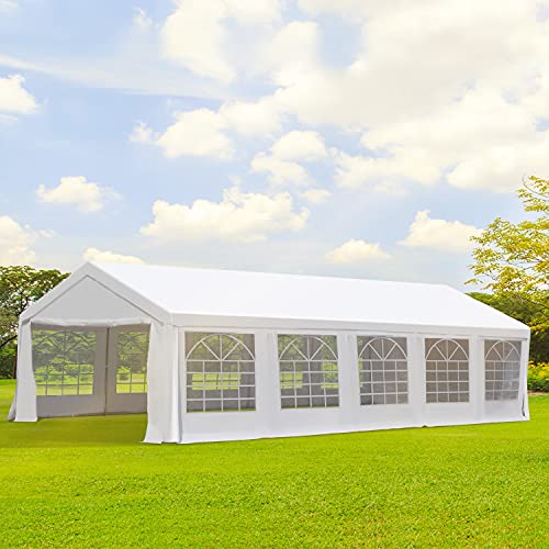 Outsunny 16′ x 32′ Heavy Duty Party Tent & Carport with Removable Sidewalls and Double Doors, Large Canopy Tent, Sun Shade Shelter, for Parties, Wedding, Outdoor Events, BBQ, White | The Storepaperoomates Retail Market - Fast Affordable Shopping