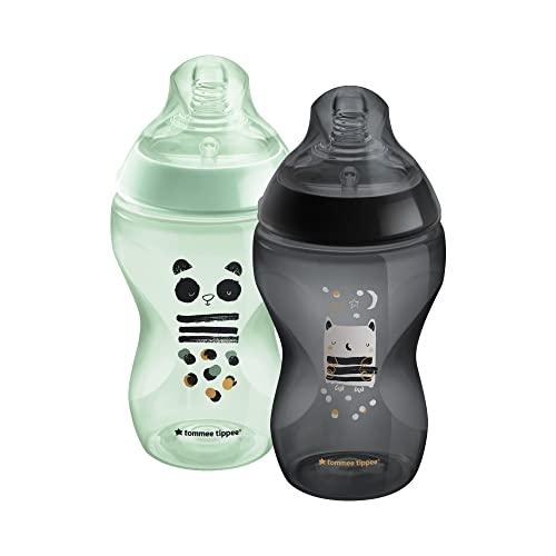 Tommee Tippee Closer to Nature Decorated Blue Baby Bottle, 340 ml, 2 Pack