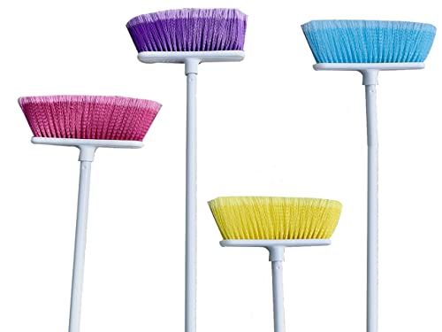 The Original Soft Sweep Magnetic Action Brooms – 12 Pack of Brooms – Assorted Colors (Pink, Purple, Yellow, Blue) – Soft Bristle Broom – Perfect for Wood Floors