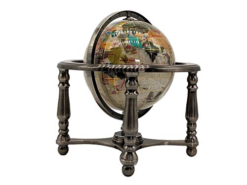 Unique Art 10-Inch Tall Pearl Swirl Ocean Gemstone World Globe with 4 Leg Silver Stand | The Storepaperoomates Retail Market - Fast Affordable Shopping