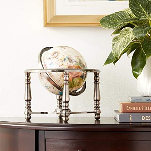Unique Art 10-Inch Tall Pearl Swirl Ocean Gemstone World Globe with 4 Leg Silver Stand | The Storepaperoomates Retail Market - Fast Affordable Shopping