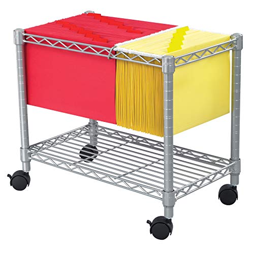 Safco Products Wire Mobile Letter/Legal File Cart 5201GR, Gray Powder Coat Finish, Collapsible for Compact Storage