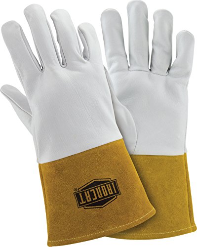 IRONCAT 6141 Kidskin TIG Welding Gloves – Medium, Kevlar Thread Welding Gloves with 4 in. Gold Cuff, Straight Thumb