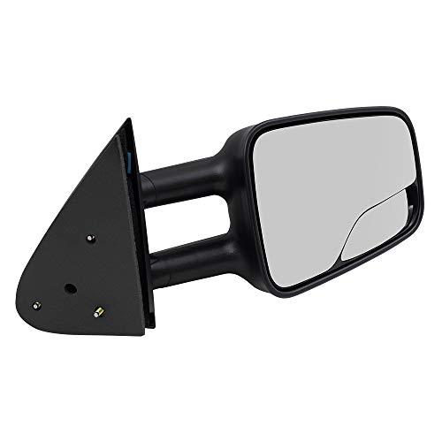 AutoandArt Replacement Passenger Manual Telescopic Tow Mirror with Spotter Glass Compatible with 1999-2007 Silverado Sierra Pickup Truck