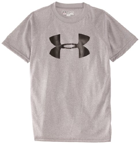 Under Armour Boys’ Tech Big Logo T-Shirt, True Gray Heather /Black, Youth X-Small