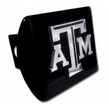 Texas A&M University Aggies “Black with Chrome “ATM” Emblem” NCAA College Sports Metal Trailer Hitch Cover Fits 2 Inch Auto Car Truck Receiver