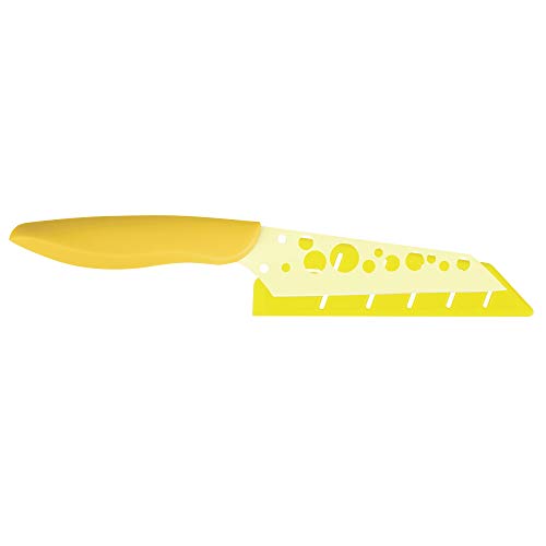 Kai Pure Komachi 2 / 4.5″ Cheese Knife with Sheath, Colorful Knife, Swiss-Cheese-Holes in Blade Prevent Sticking, Fun Cheese Knives