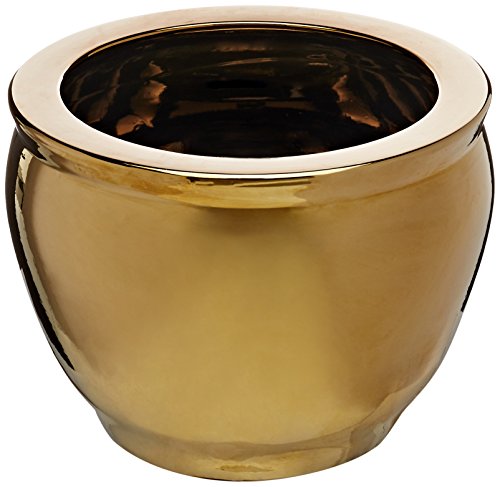 Oriental Furniture 16″ Solid Gold Porcelain Fishbowl