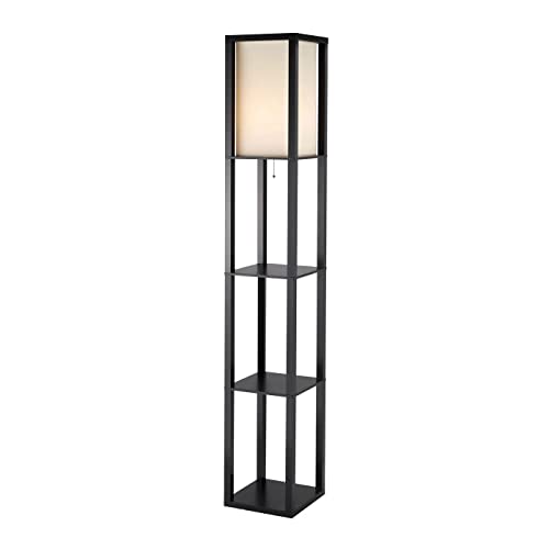 Adesso 3193-01 Titan Tall Shelf Floor Lamp, 72 in, 150W Incandescent/equiv. CFL, Black PVC Veneer on MDF, 1 Floor Lamp