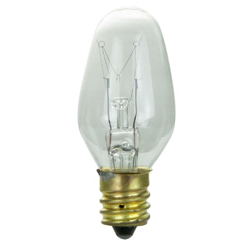 Sunlite 4C7/CL/25PK Incandescent 4-Watt, Candelabra Based, C7 Night Light Bulb, Clear, 25 Pack