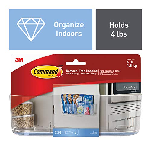 Command HOM-15 Large, Organize Damage-Free, 1, 4 Strips Caddy, Clear, 2 Count
