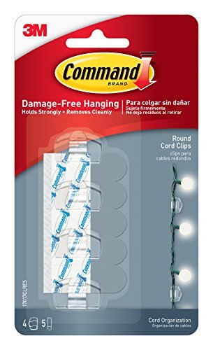 Command Round Cord Clips, Clear, 4-packages (16 hooks total), Indoor Use (17017CLRES)
