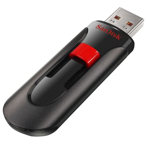 Sandisk Cruzer Glide USB Flash Drive, 64 GB, Black/Red (SDCZ60-064G-A46)