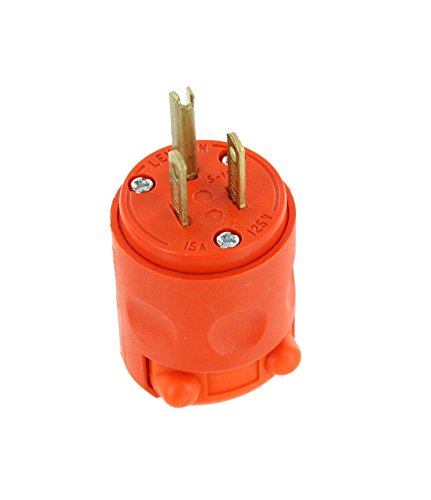 Leviton 515PV-OR 15 Amp, 125 Volt, Grounding Plug, Orange