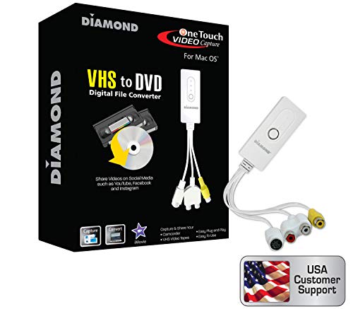 Diamond Multimedia VC500MAC USB 2.0 One Touch Vhs to DVD Video Capture Device with Easy to Use Software, Convert, Edit and Save to Digital Files for MacOS