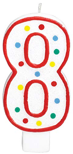 Amscan 177788 #8 Polka Dots Birthday Candle | Multicolor | Party Supply | 1 piece