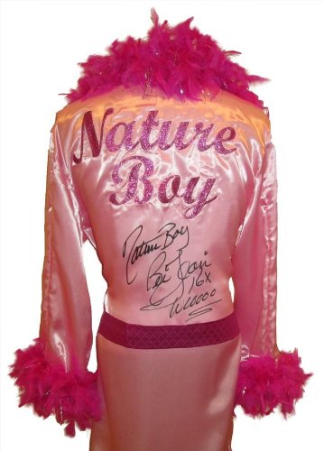 Ric Flair Signed Pink Robe & Pink Feathers w/Nature Boy, 16x & Wooooo Inscription – Autographed Wrestling Robes, Trunks and Belts