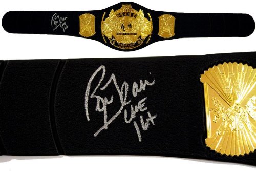 Ric Flair Signed Replica HWT Championship Belt – Autographed Wrestling Robes, Trunks and Belts