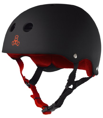 Triple Eight Sweatsaver Liner Skateboarding Helmet, Black Rubber w/ Red, XX-Large