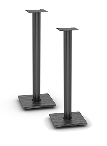 Atlantic Bookshelf Speaker Stands – Steel Construction, Pedestal Style & Built-in Wire Management, Support Bookshelf-Style Speakers up to 20 lbs. PN 77335799 – Black 2-Pack