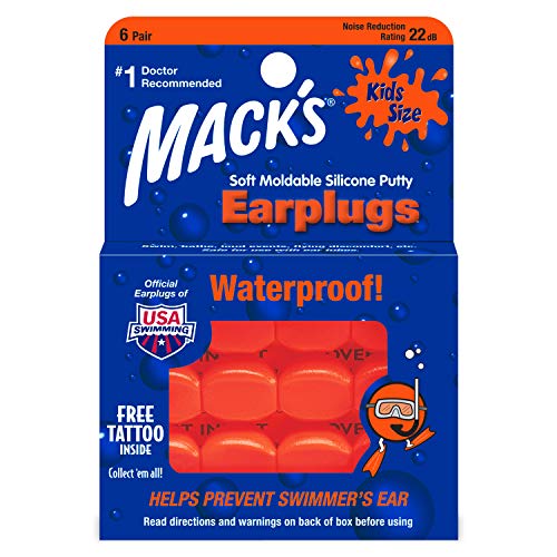 Mack’s Soft Moldable Silicone Putty Ear Plugs – Kids Size, 6 Pair – Comfortable Small Earplugs for Swimming, Bathing, Travel, Loud Events and Flying