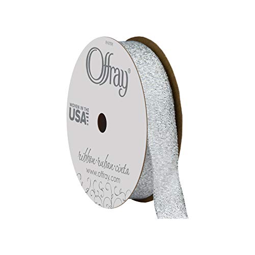 Offray 5/8″ Wide Galena Craft Ribbon, 4 Yards, Silver