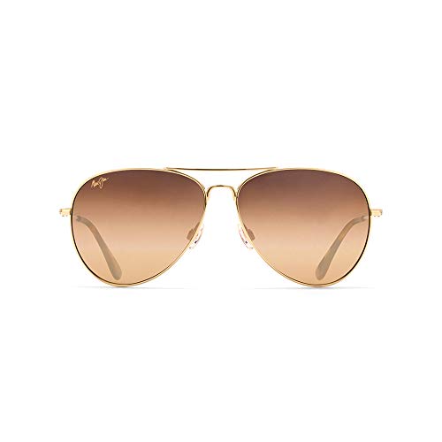 Maui Jim Men’s and Women’s Mavericks Polarized Aviator Sunglasses, Gold/HCL® Bronze, Medium