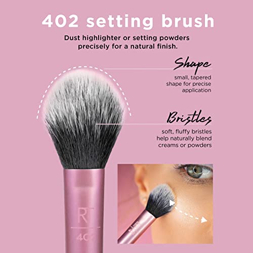 Real Techniques Professional Setting Makeup Brush, For Setting Powders & Highlighters, Soft Bristles For Precision Dusting, Helps Lock in Foundation and Concealer, Pink, 1 Count | The Storepaperoomates Retail Market - Fast Affordable Shopping