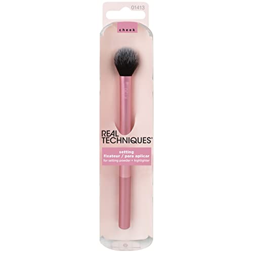 Real Techniques Professional Setting Makeup Brush, For Setting Powders & Highlighters, Soft Bristles For Precision Dusting, Helps Lock in Foundation and Concealer, Pink, 1 Count | The Storepaperoomates Retail Market - Fast Affordable Shopping
