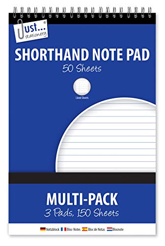 Just Stationery Shorthand Notebook 3 Pads, 150 Sheets