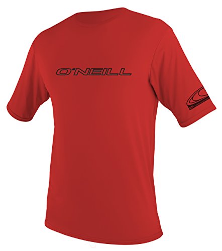 O’Neill Wetsuits Men’s Basic Skins UPF 50+ Short Sleeve Sun Shirt, Red, Small