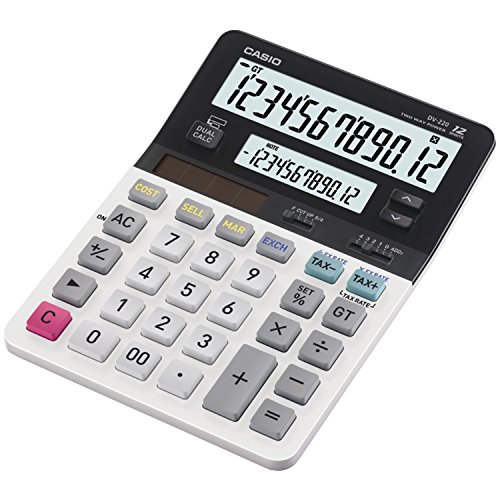 Casio DV-220, Business Desk Calculator, Dual Big Display, White/black