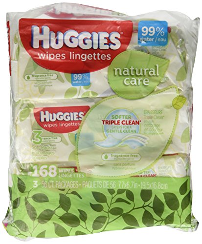 Huggies Natural Care Fragrance Free Soft Pack Wipes 168ct. Total,56 Count (Pack of 3)