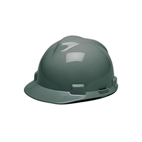 MSA 475364 V-Gard Slotted Protective Hard Hat with Fas-Trac Suspension, Gray, Standard
