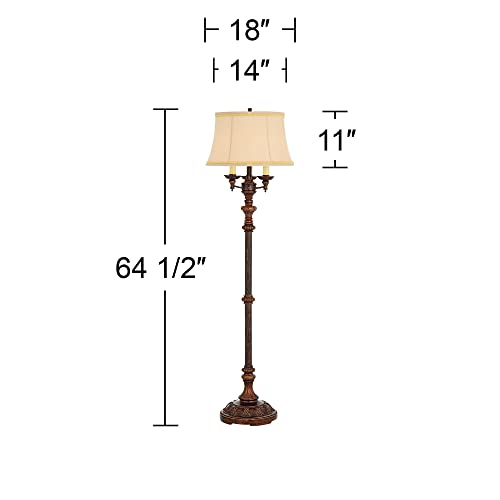 Barnes and Ivy Traditional Italian Standing Floor Lamp Candelabra Style 4-Light 64.5″ Tall Bronze Brown Gold Bell Shade with Trim Decor for Living Room Reading House Bedroom Family Home | The Storepaperoomates Retail Market - Fast Affordable Shopping
