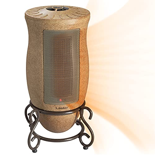 Lasko Oscillating Ceramic Designer Series Space Heater for Home with Adjustable Thermostat, Timer and 2-Speeds, 16 Inches, 1500W, Beige, 6405