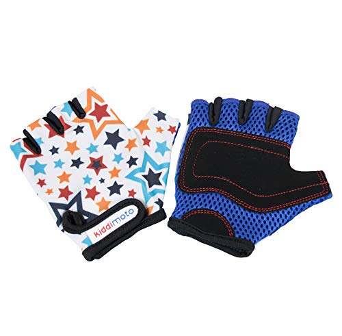 Kiddimoto Kids Fingerless Cycling Gloves for Girls & Boys Bicycle, Balance Bike, Scooter, and Skateboard – Union Jack – S (2-5y)