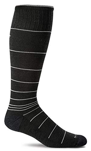 Sockwell Men’s Circulator Moderate Graduated Compression Sock, Black Stripe – M/L