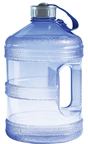 New Wave Enviro Iconic 1 Gallon BPA Free Water Bottle (Round), Built in Handle and Stainless Steel Cap, 1 Gallon Capacity Bottle