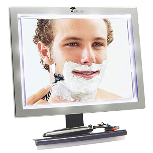 ToiletTree Products Deluxe LED Fogless Shower Mirror with Squeegee (Shower Mirror)