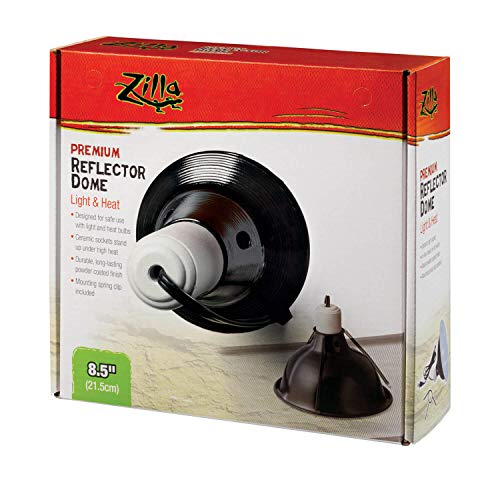 Zilla Pet Reptile Premium Heat Lamp Reflector Dome Fixture, 8.5 Inches