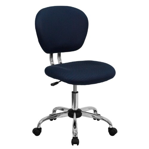 Flash Furniture Mid-Back Navy Mesh Padded Swivel Task Office Chair with Chrome Base