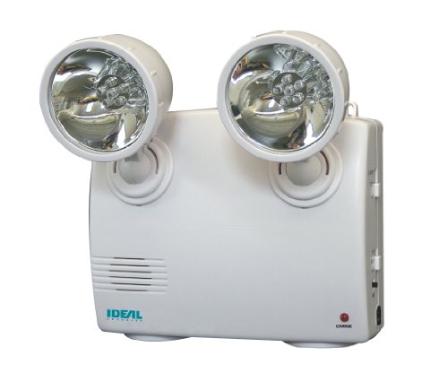Ideal Security Battery Operated Emergency Light with Two Heads, White (60 Lumens)