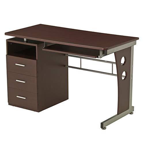 Techni Mobili Computer Desk with Ample Storage, Chocolate, 30″ x 22.75″ x 47.25″, Chocolat