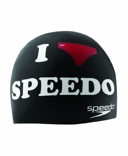 Speedo Silicone ‘I Heart Speedo’ Swim Cap, Black