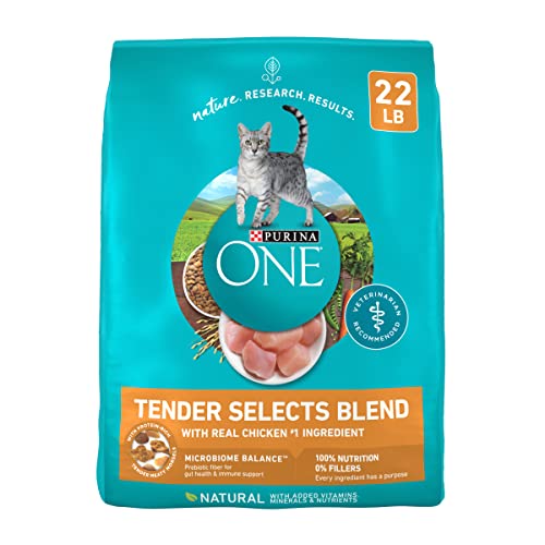 Purina ONE Natural Dry Cat Food, Tender Selects Blend With Real Chicken – 22 lb. Bag