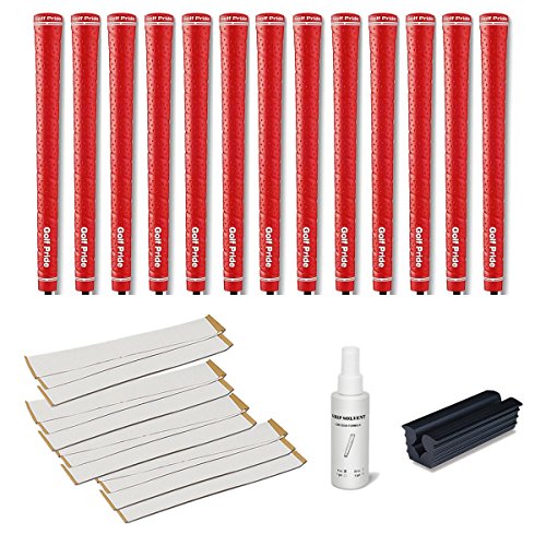 Golf Pride Tour Wrap 2G Red – 13 pc Golf Grip Kit (with Tape, Solvent, Vise clamp)